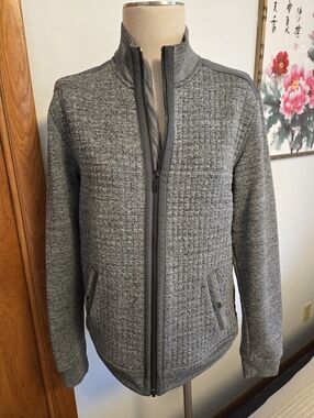 TED BAKER Men's Heather Gray Quilted Knit Whooty Jacket. Size 4.